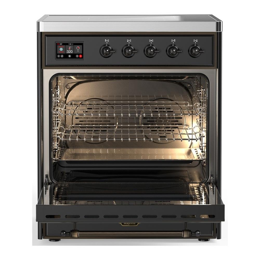 ILVE UMIB30QNR3MGB Majestic III 30 inch Induction Range with 4 Elements, 4 cu. ft. Oven Capacity (Solid Door, Graphite Matte, Burnished)