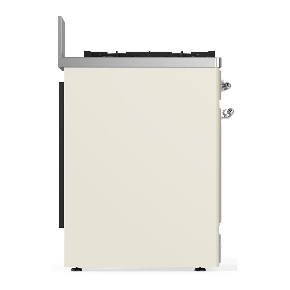 ILVE UM30NR3AWCLP Majestic III 30 inch Dual Fuel Range with 5 Black Brass Burners, Dual Function Burner up to 25,000 BTU (Liquid Propane, Triple Glass Door, Antique White, Chrome)