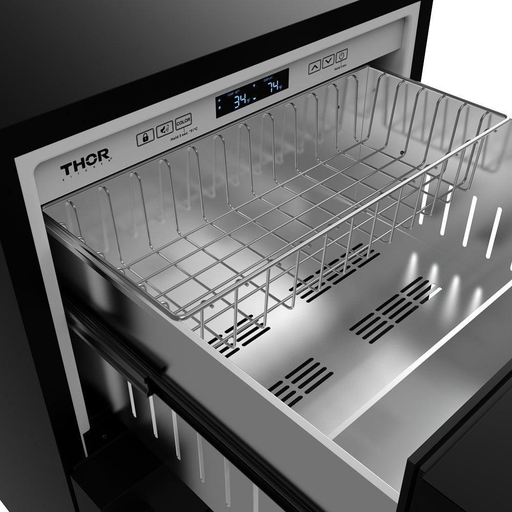 24 Inch Undercounter Built-in or Freestanding Drawer Refrigerator - Black Gordon Ramsay Series