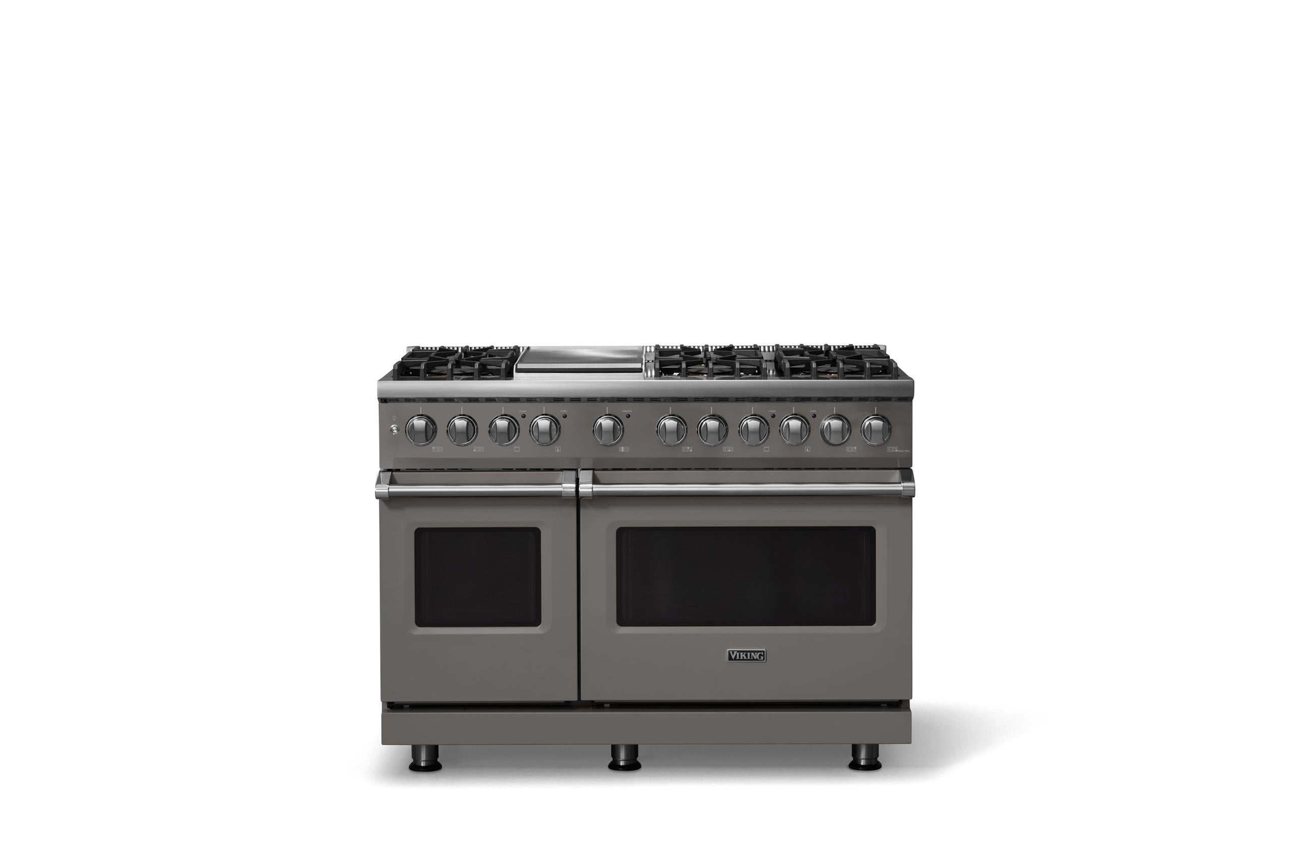 48"W. Dual Fuel Range (Burner: 6g, Finish: Damascus Gray, Trim: Polished Chrome, Fuel: Propane)