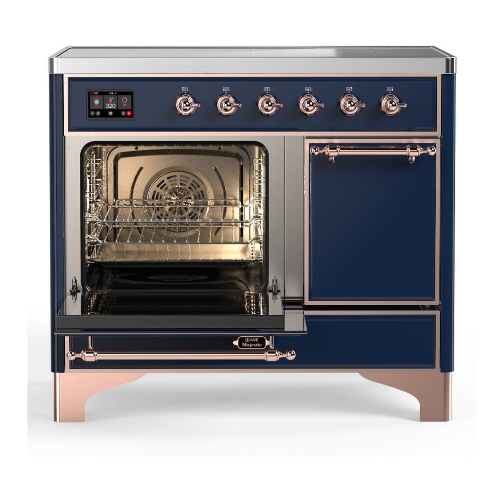 ILVE UMDIB40QNR3MBP Majestic III 40 inch Induction Range with 6 Elements, 3.82 cu. ft. Total Oven Capacity (Solid Door, Midnight Blue, Copper)