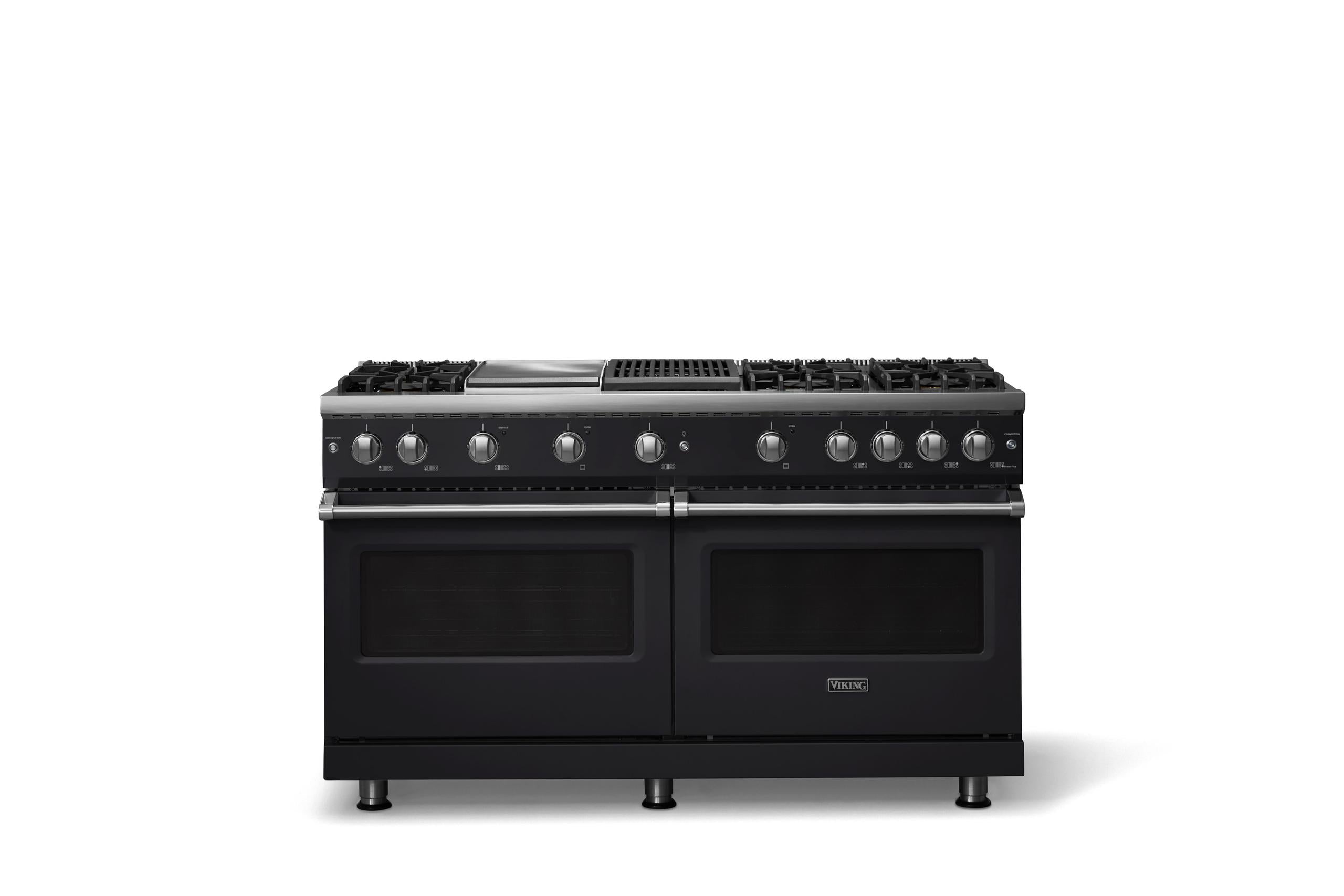 60"W. Sealed Burner Gas Range (Finish: Onyx, Trim: Polished Chrome, Fuel: Propane)