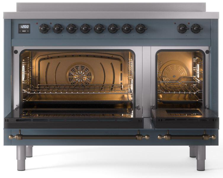 Nostalgie II 48 Inch Electric Freestanding Range in Blue Grey with Bronze Trim