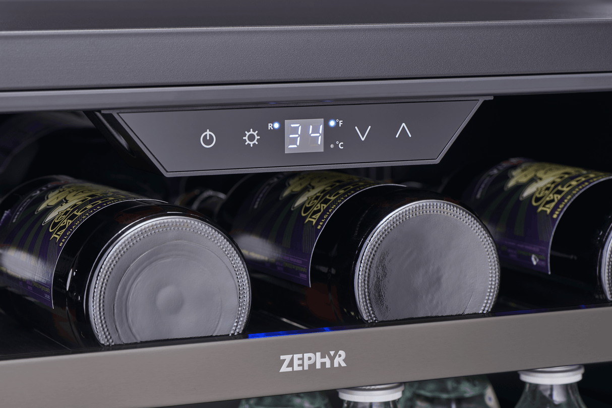 Presrv Bev Cooler, 24in UC, Blk SS+Gls, Rvs Dr, 1Z