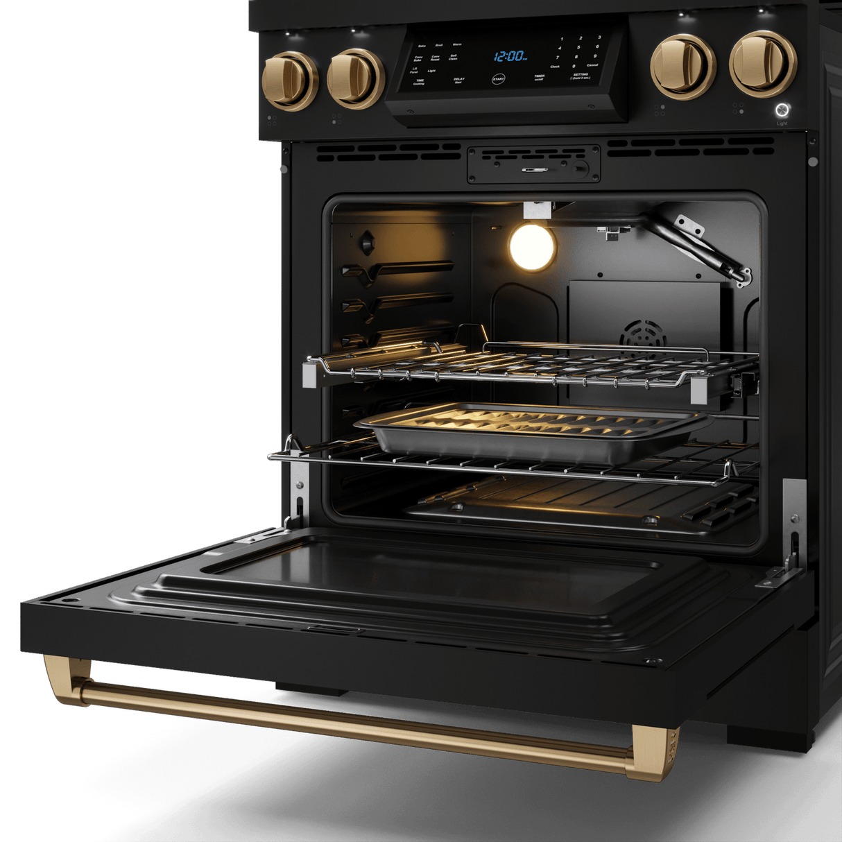 30 Inch Professional Gas Range With Tilt Panel Touch Control In Matte Black/bronze Gordon Ramsay Series - Rsg30b-brz