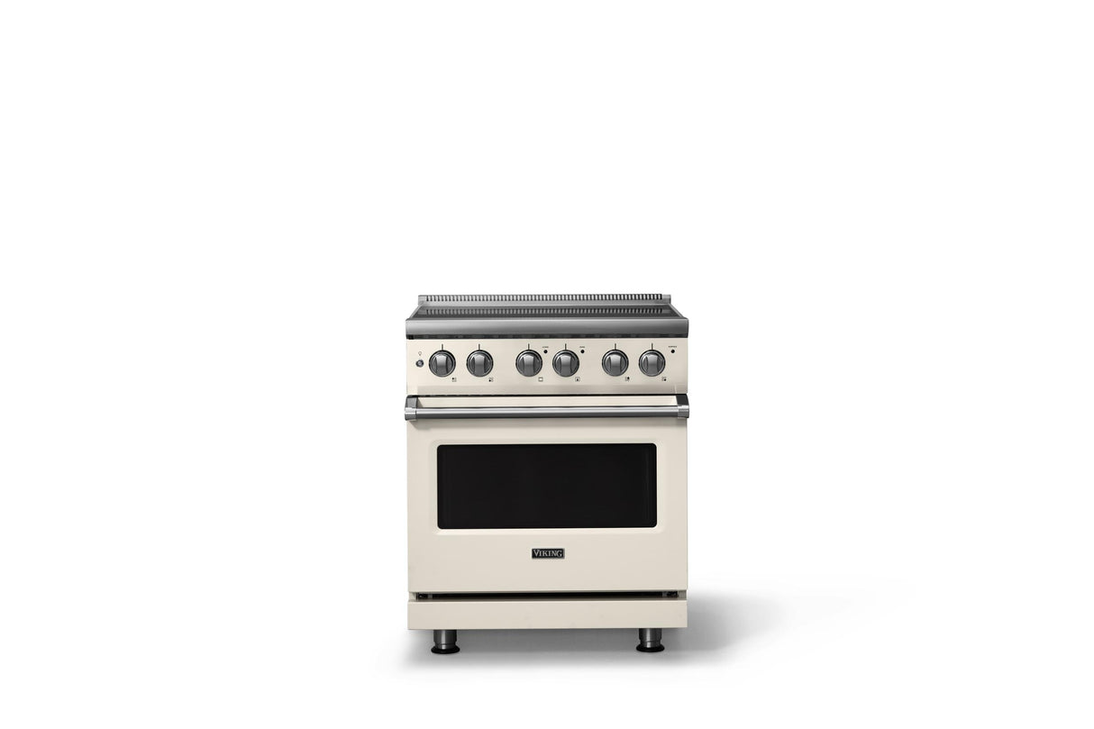 30"W. Electric Range (Finish: Pure White, Trim: Polished Chrome)