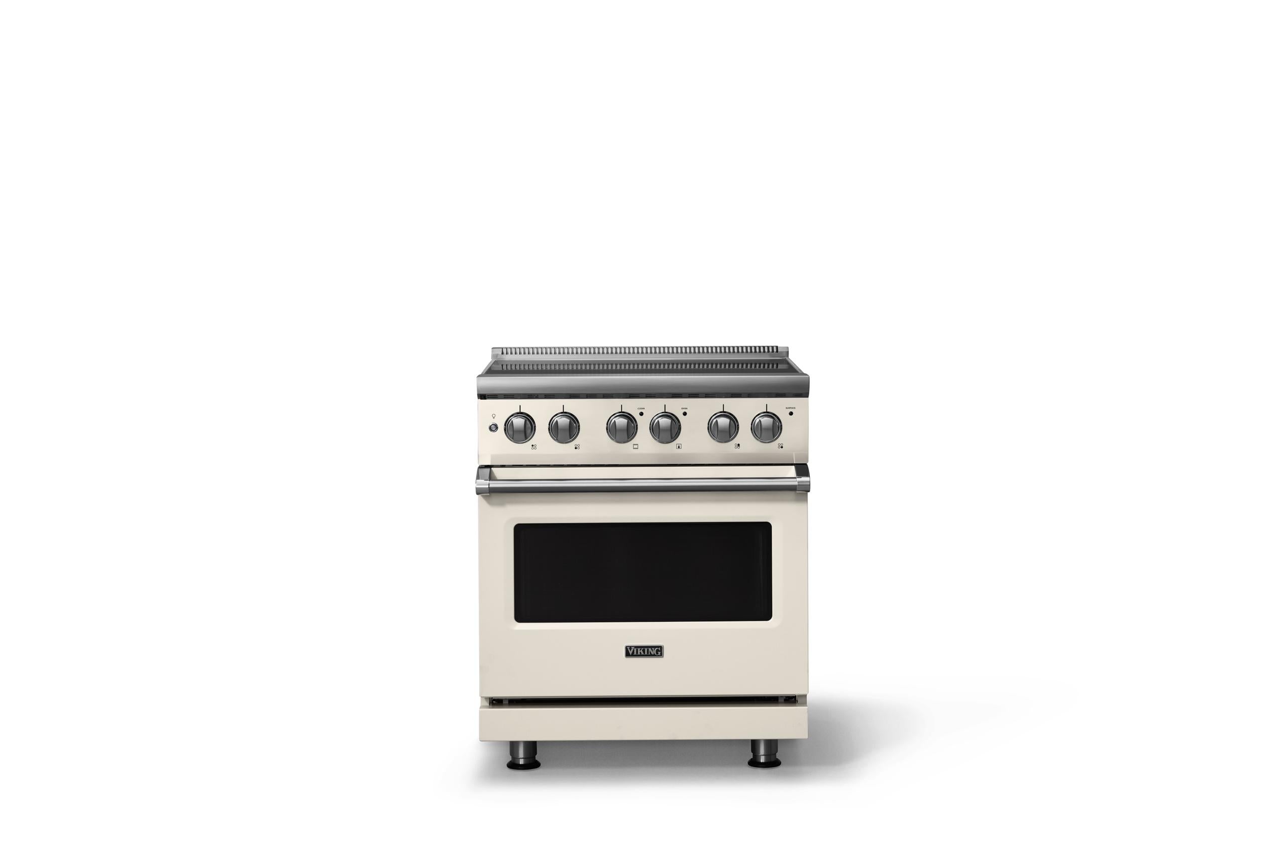 30"W. Electric Range (Finish: Pure White, Trim: Polished Chrome)