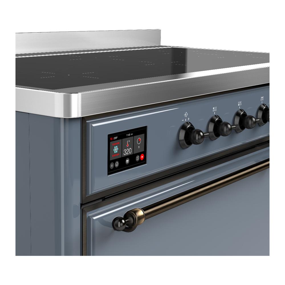 ILVE UMIB48QNR3BGB Majestic III 48 inch Induction Range with 6 Elements, 5.02 cu. ft. Total Oven Capacity (Solid Door, Blue Grey, Burnished)