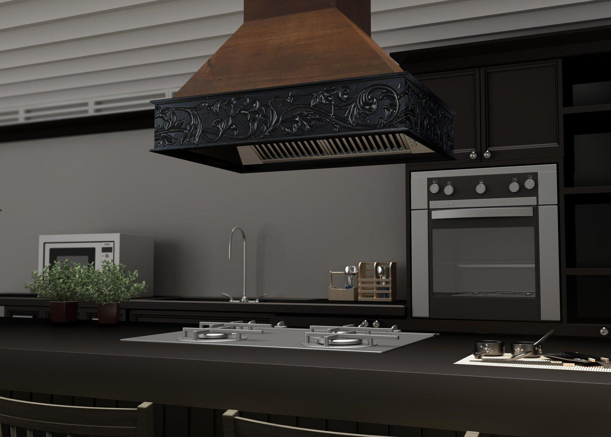 ZLINE 36" Wooden Wall Mount Range Hood in Antigua and Walnut (9373AR-36)