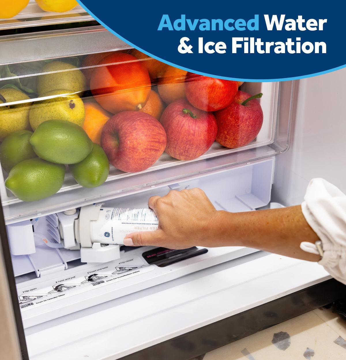 GE® 23.6 Cu. Ft. Counter-Depth Side-By-Side Refrigerator with Extra Tall Dispenser and In-Door Icemaker