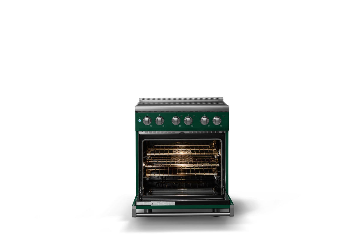 30"W. Electric Range (Finish: Ivy, Trim: Polished Chrome)