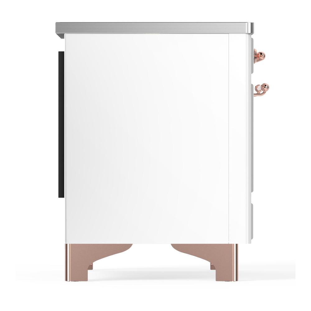 ILVE UMDIB40NR3WHP Majestic III 40 inch Induction Range with 6 Elements, 3.82 cu. ft. Total Oven Capacity (Triple Glass Door, White, Copper)