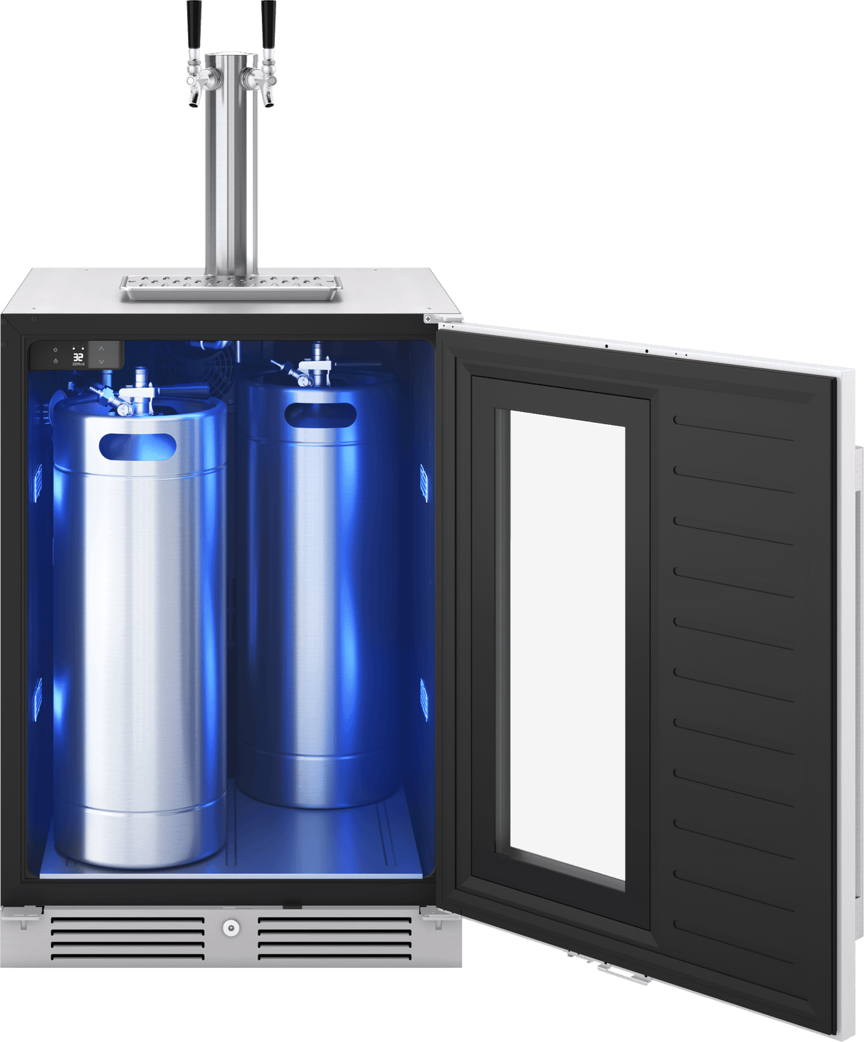 Presrv Kegerator & Beverage Cooler, 24in Under Cabinet, SS+Glass, Reverse Door, 1 Zone