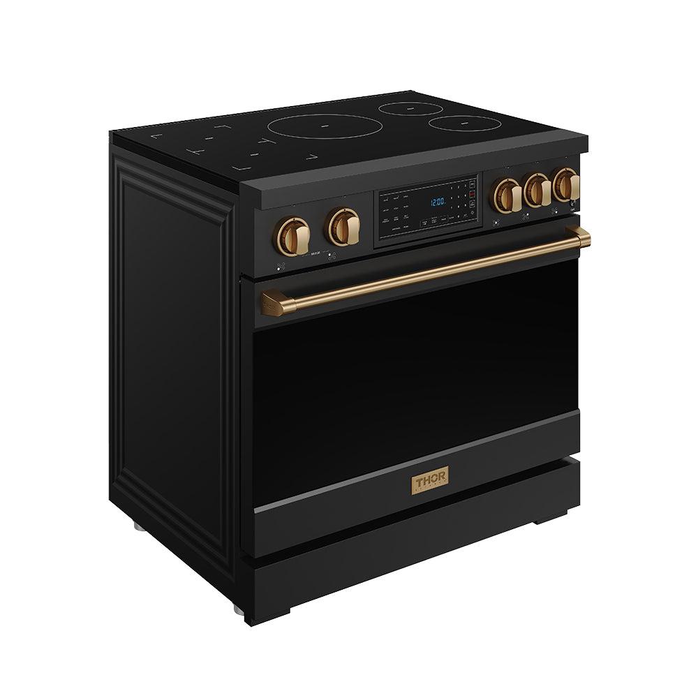 36 Inch Professional Induction Range With Tilt Panel Touch Control In Black and Bronze Gordon Ramsay Series