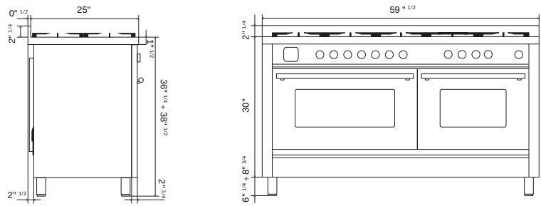 Professional Plus II 60 Inch Dual Fuel Natural Gas Freestanding Range in Matte Graphite with Trim