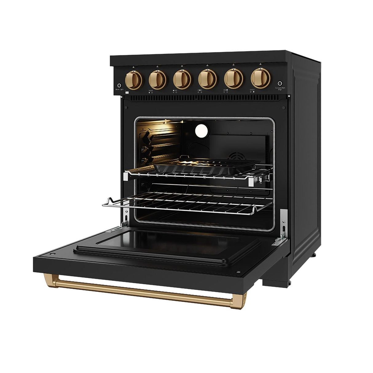 30 Inch Professional Electric Range With Precision Knob Control In Black and Bronze Gordon Ramsay Series
