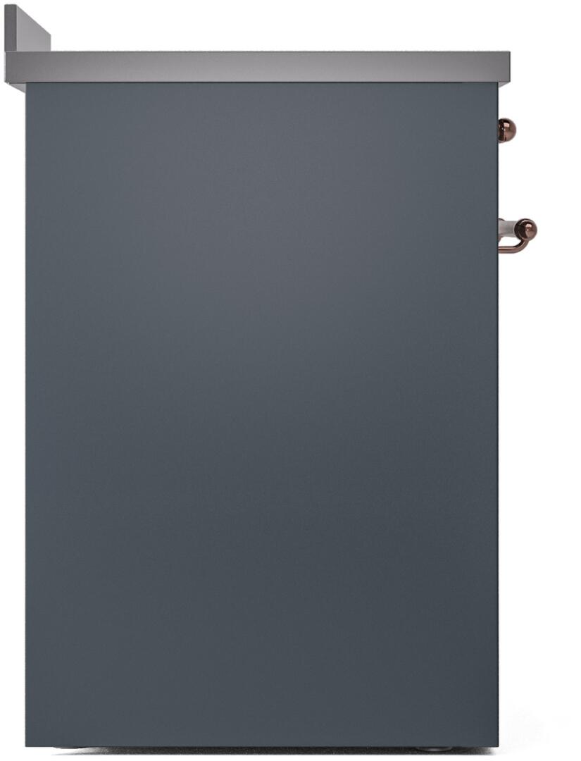 Nostalgie II 30 Inch Electric Freestanding Range in Blue Grey with Copper Trim