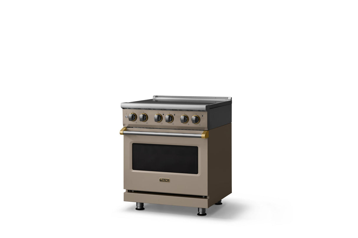 30"W. Electric Range (Finish: Nantucket, Trim: Brushed Brass)