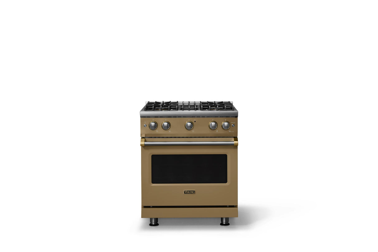 30"W. Sealed Burner Gas Range (Finish: Golden Hour, Trim: Brushed Brass, Fuel: Natural Gas)