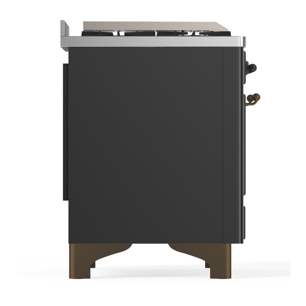 ILVE UM60FQNR3MGB Majestic III 60 inch Dual Fuel Range with 9 Burners and Griddle, Dual Function Burner up to 25,000 BTU (Natural Gas, Solid Door, Graphite Matte, Burnished)