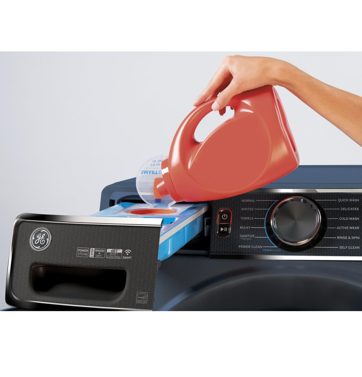 GE® 5.0 cu. ft. Capacity Smart Front Load ENERGY STAR® Steam Washer with SmartDispense™ UltraFresh Vent System with OdorBlock™ and Steam