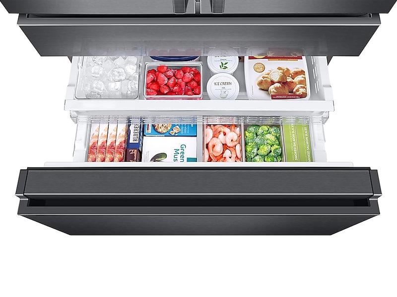 23 cu. ft. Counter Depth 4-Door French Door Refrigerator with Polygon Handles in Black Stainless Steel