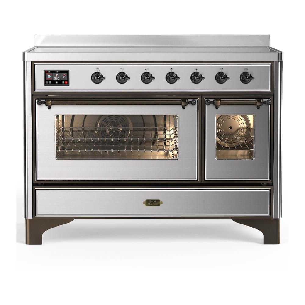 ILVE UMIB48NR3SSB Majestic III 48 inch Induction Range with 6 Elements, 5.02 cu. ft. Total Oven Capacity (Triple Glass Door, Stainless Steel, Burnished)