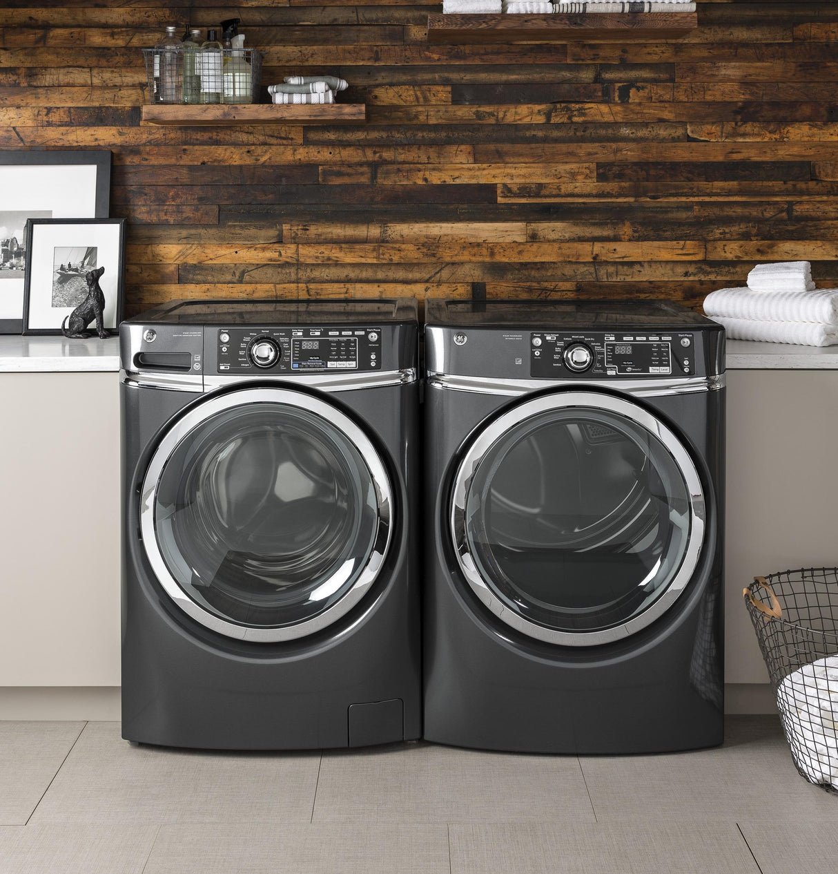 GE® 8.3 cu. ft. Capacity RightHeight™ Front Load Gas ENERGY STAR® Dryer with Steam