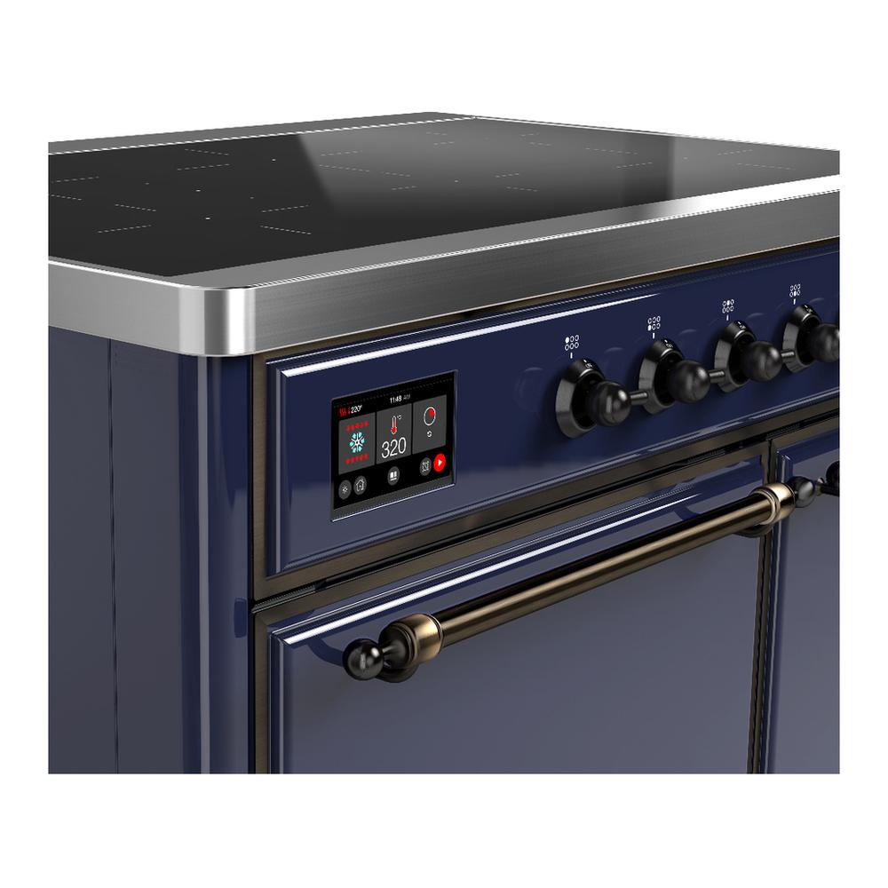 ILVE UMDIB40QNR3MBB Majestic III 40 inch Induction Range with 6 Elements, 3.82 cu. ft. Total Oven Capacity (Solid Door, Midnight Blue, Burnished)