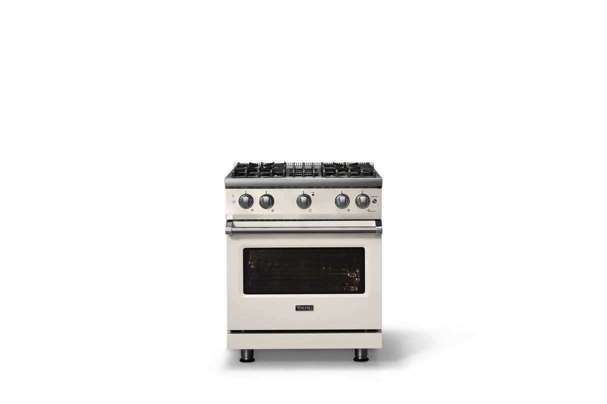 30"W. Sealed Burner Gas Range (Finish: Pure White, Trim: Polished Chrome, Fuel: Natural Gas)