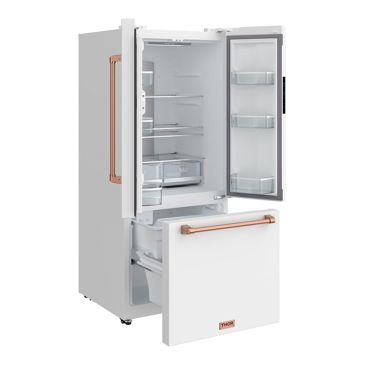 30 Inch French Door Counter Depth Refrigerator With Ice Maker - White/rose Gold Gordon Ramsay Series