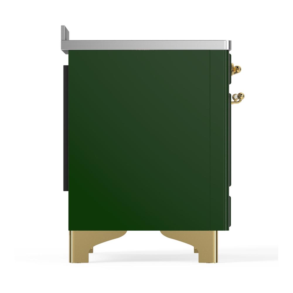 ILVE UMIB48NR3EGG Majestic III 48 inch Induction Range with 6 Elements, 5.02 cu. ft. Total Oven Capacity (Triple Glass Door, Emerald Green, Brass)
