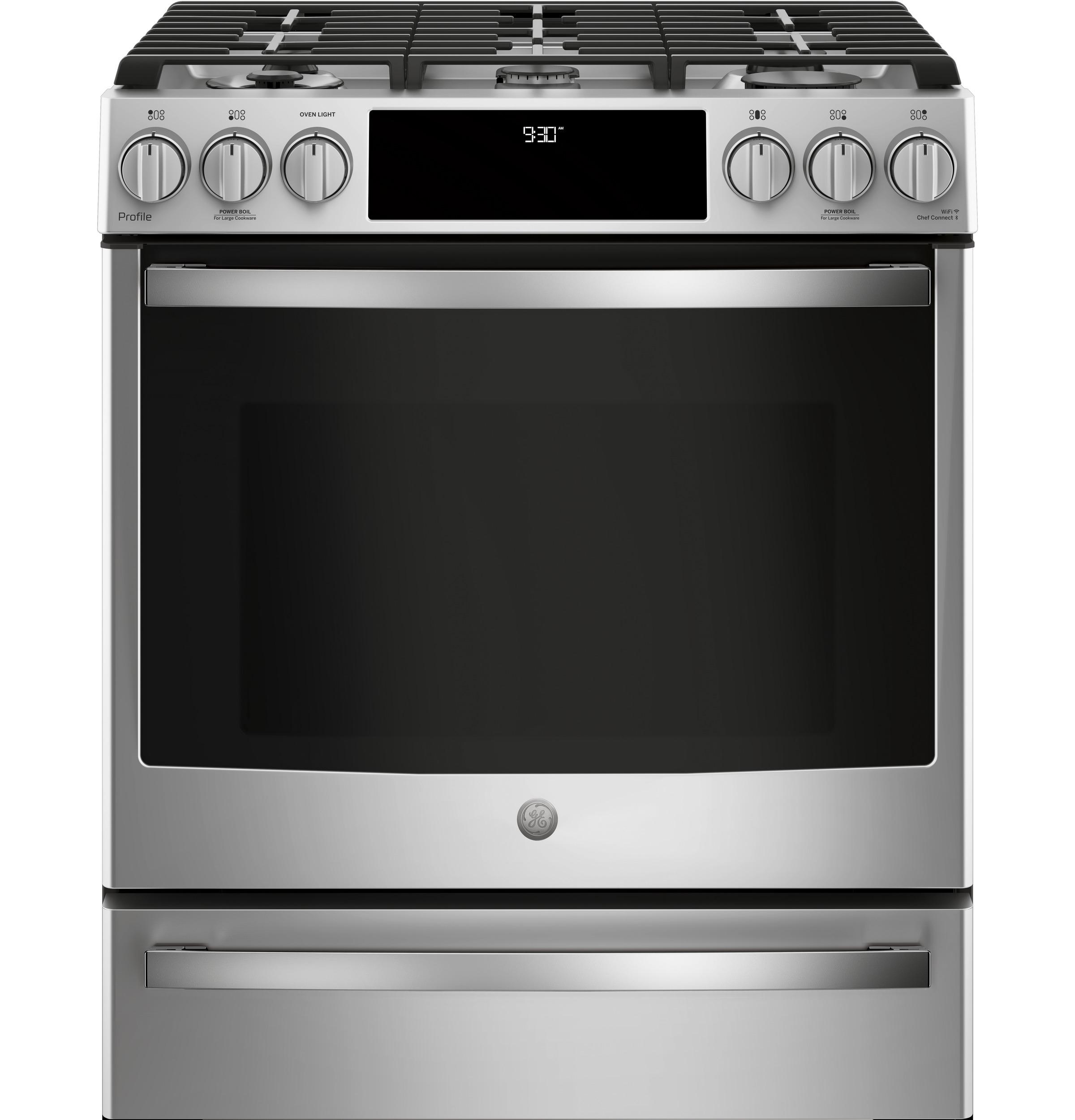 GE Profile™ 30" Smart Dual Fuel Slide-In Front-Control Range