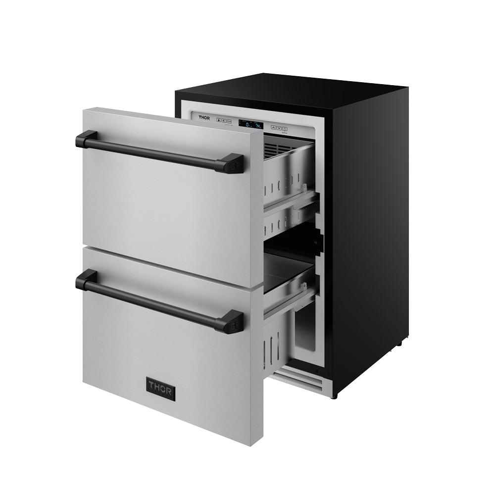 24 Inch Undercounter Built-in / Freestanding Drawer Freezer - Stainless Steel/black Gordon Ramsay Series