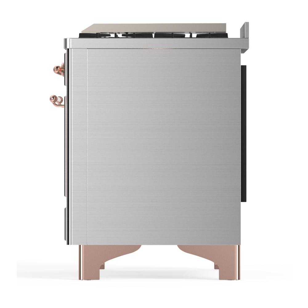 ILVE UM36FQNR3SSPLP Majestic III 36 inch Dual Fuel Range with 6 Black Brass Burners and Griddle, Dual Function Burner up to 25,000 BTU (Solid Door, Stainless Steel, Copper, Liquid Propane)