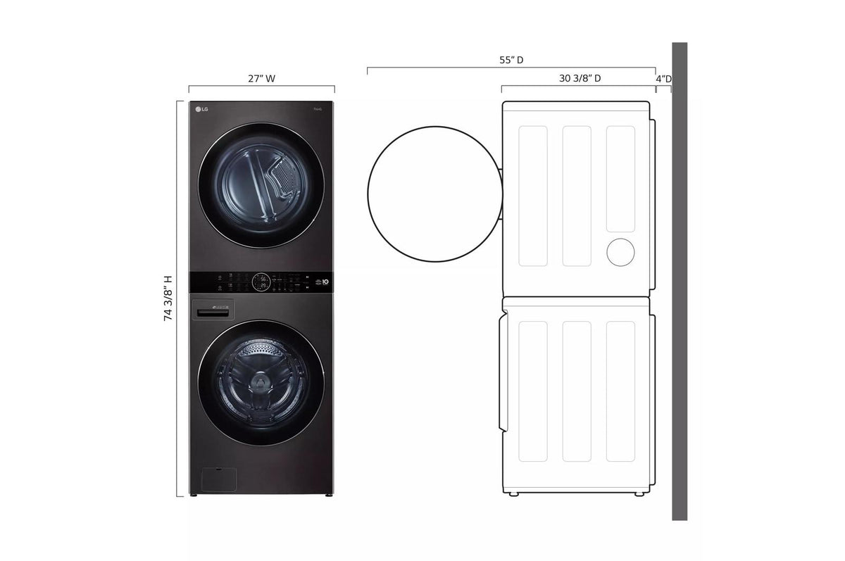 LG WashTower™ Single Unit Front Load 4.5 cu. ft. Washer and 7.2 cu. ft. Heat Pump Ventless Dryer