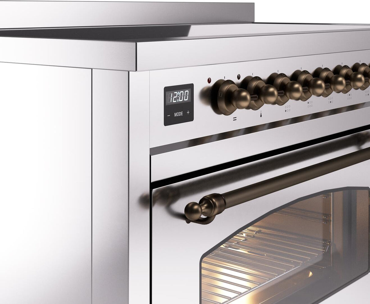Nostalgie II 48 Inch Electric Freestanding Range in Stainless Steel with Bronze Trim