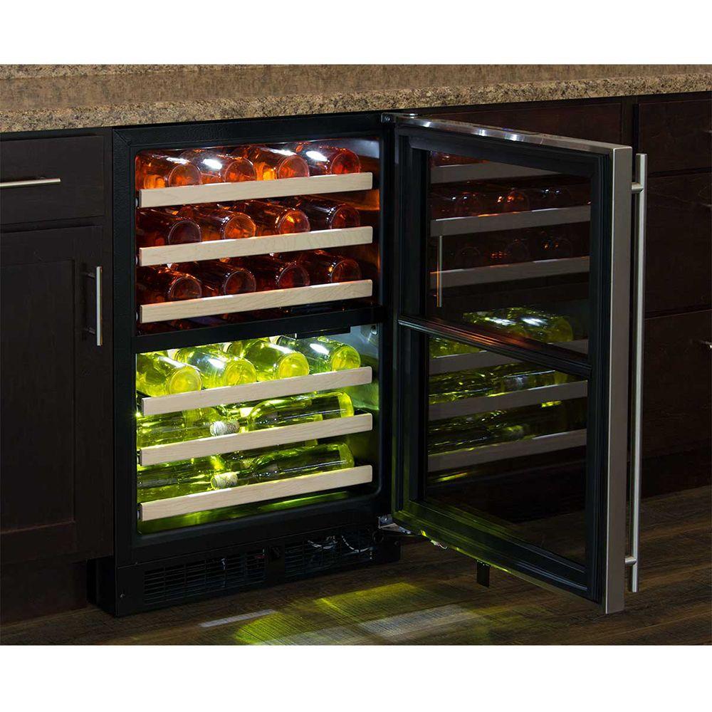 24-In Built-In High Efficiency Dual Zone Wine Refrigerator with Door Style - Stainless Steel Frame Glass, Door Swing - Right