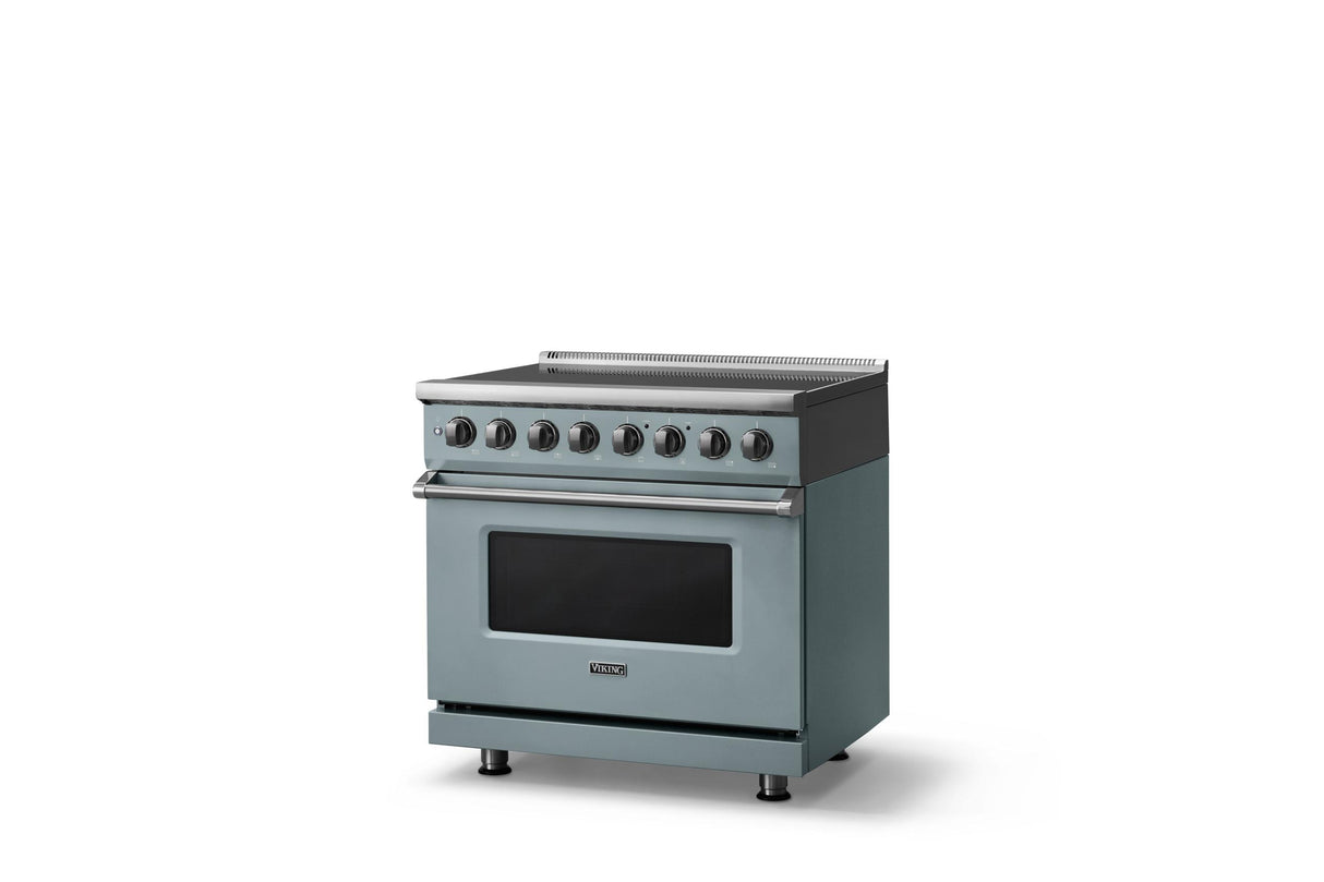 36"W. Induction Range (Finish: November Sky, Trim: Polished Chrome)