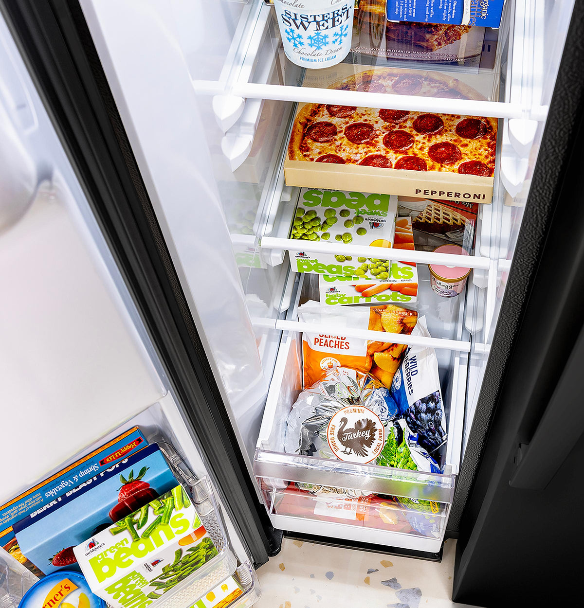 GE® 23.6 Cu. Ft. Counter-Depth Side-By-Side Refrigerator with Extra Tall Dispenser and In-Door Icemaker