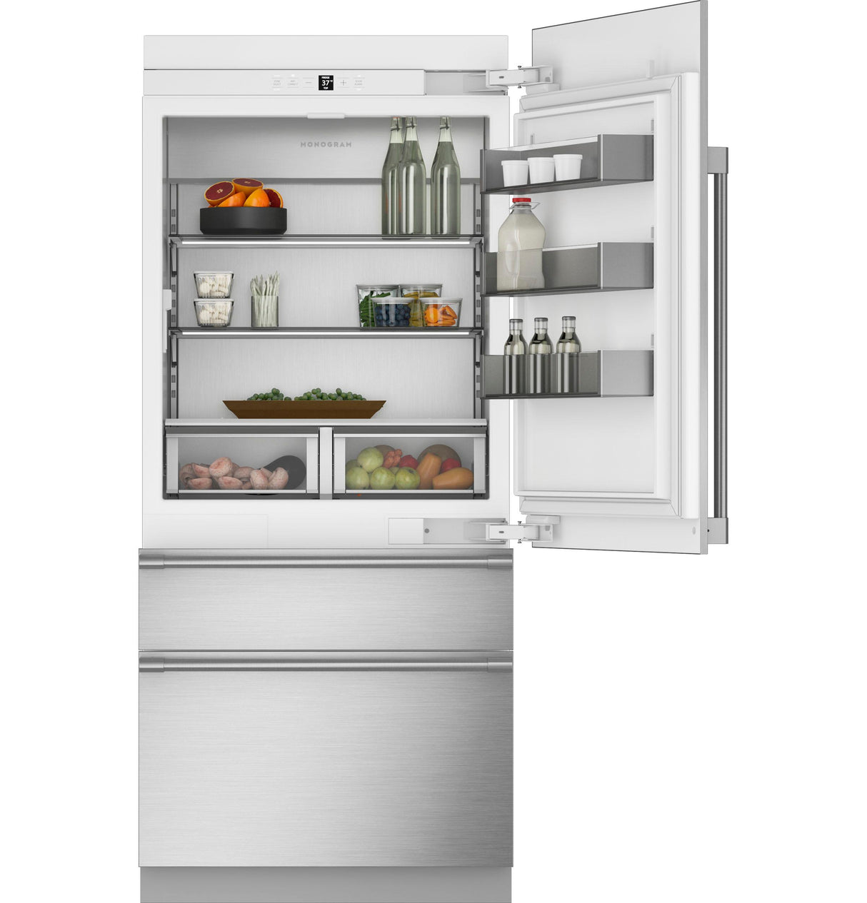 Monogram 36" Panel-Ready Premium Integrated Bottom-Freezer Refrigerator - Right Hinge