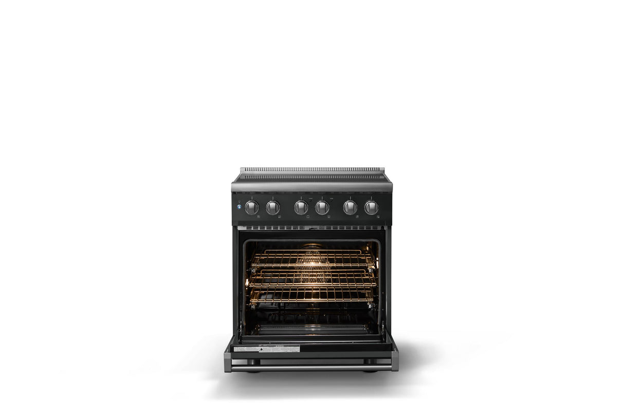 30"W. Induction Range (Finish: Antique Bronze, Trim: Polished Chrome)