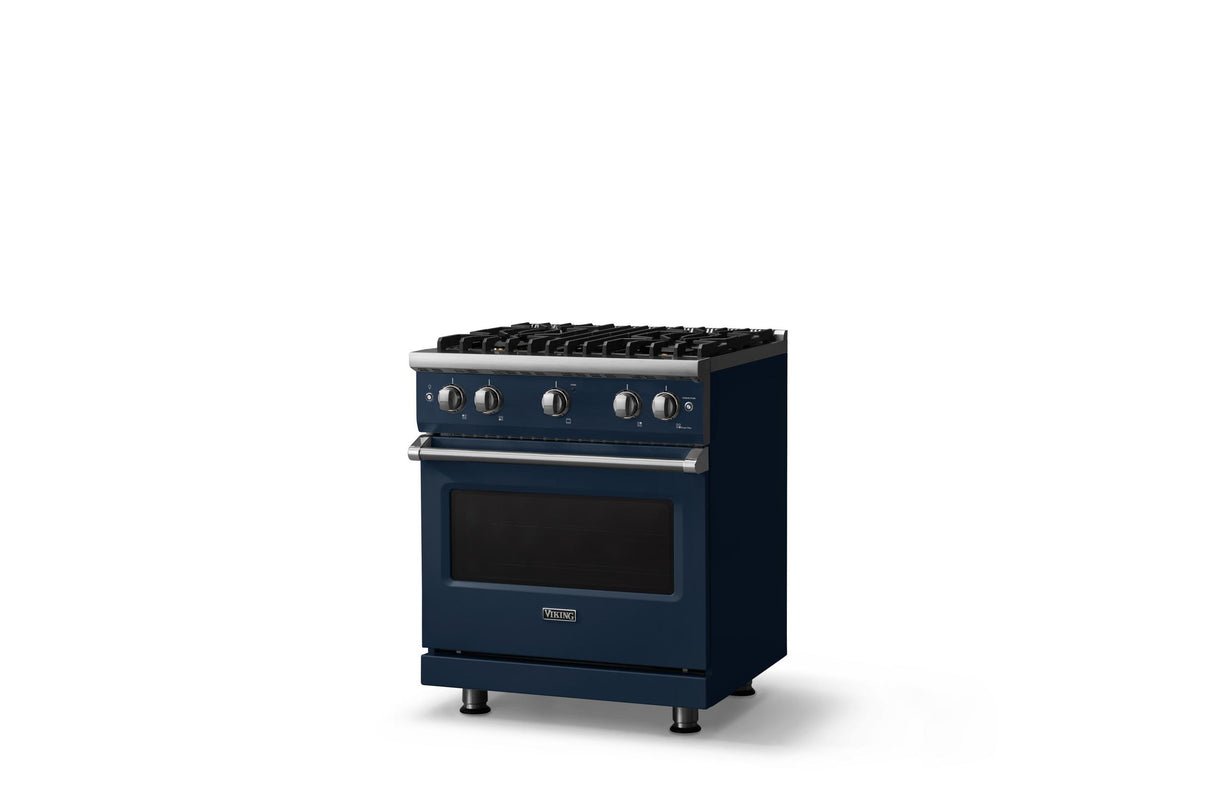 30"W. Sealed Burner Gas Range (Finish: Slate Blue, Trim: Polished Chrome, Fuel: Natural Gas)