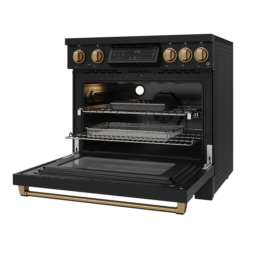 36 Inch Professional Induction Range With Tilt Panel Touch Control In Black and Bronze Gordon Ramsay Series