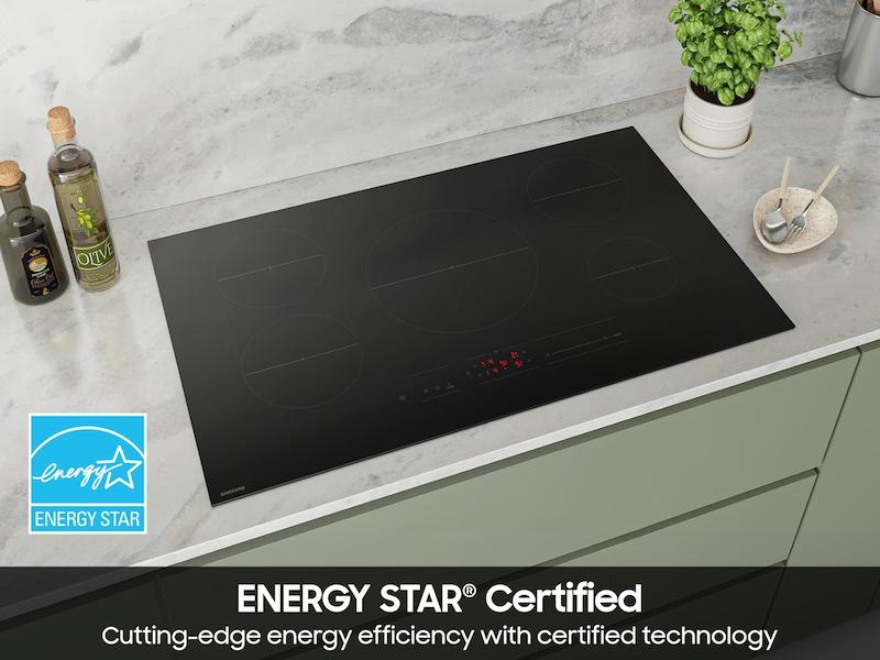 36" Induction Cooktop with Anti-Scratch Matte Glass and Sync Burners in Black