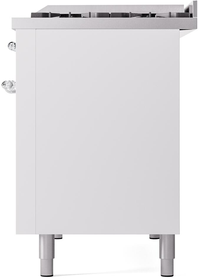 Nostalgie II 48 Inch Dual Fuel Liquid Propane Freestanding Range in White with Chrome Trim