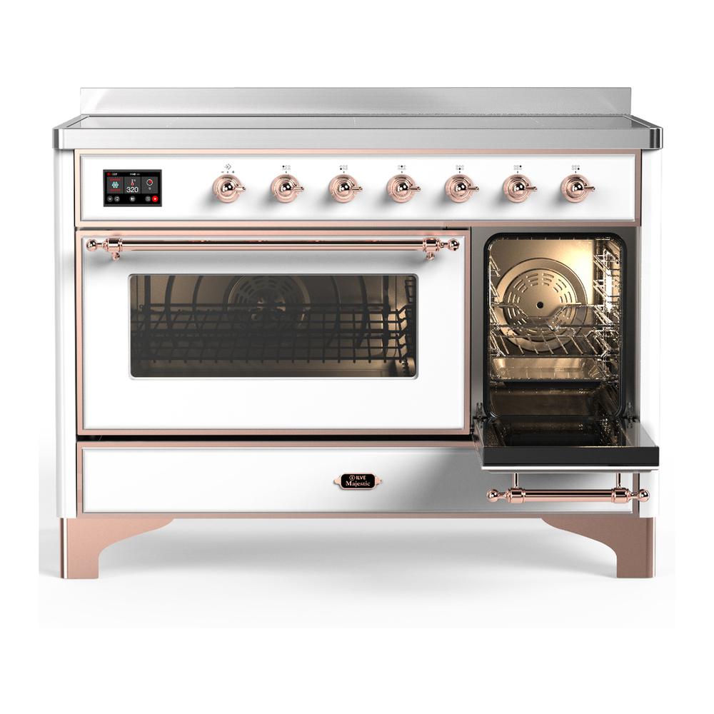 ILVE UMIB48NR3WHP Majestic III 48 inch Induction Range with 6 Elements, 5.02 cu. ft. Total Oven Capacity (Triple Glass Door, White, Copper)