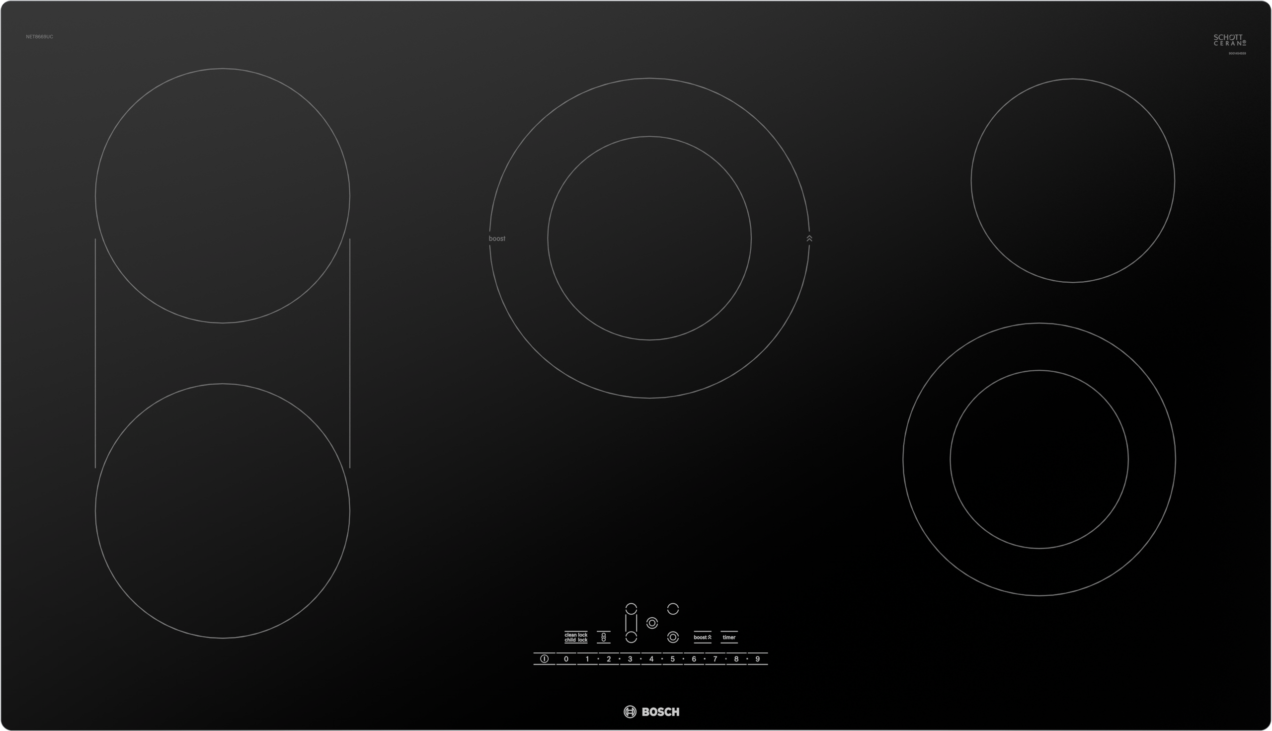 800 Series Electric Cooktop 36 Black, Without Frame