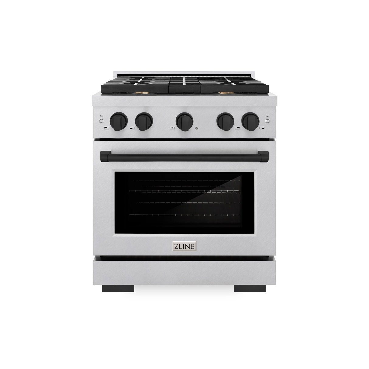 ZLINE Autograph Edition 30 in. 4.2 cu. ft. 4 Burner Gas Range with Convection Gas Oven in DuraSnow' Stainless Steel and Matte Black Accents (SGRSZ-30-MB)