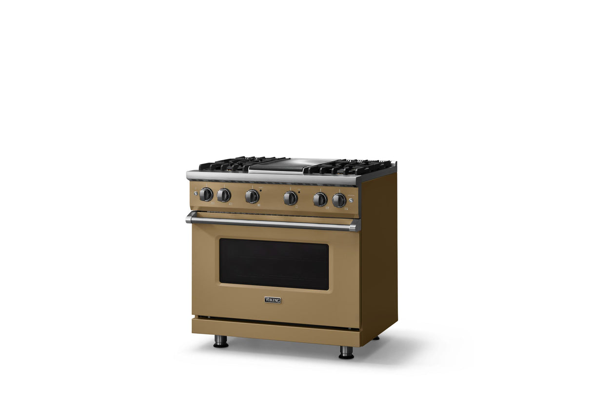 36"W. Sealed Burner Gas Range (Burner: 4g, Finish: Golden Hour, Trim: Polished Chrome, Fuel: Natural Gas)